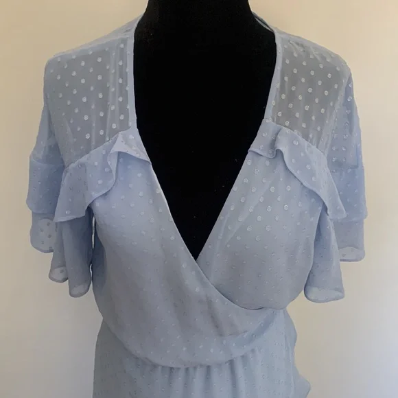 For Love & Lemons x Jaime King Baby Blue Wrap Dress LA Store Exclusive - Picture 3 of 8